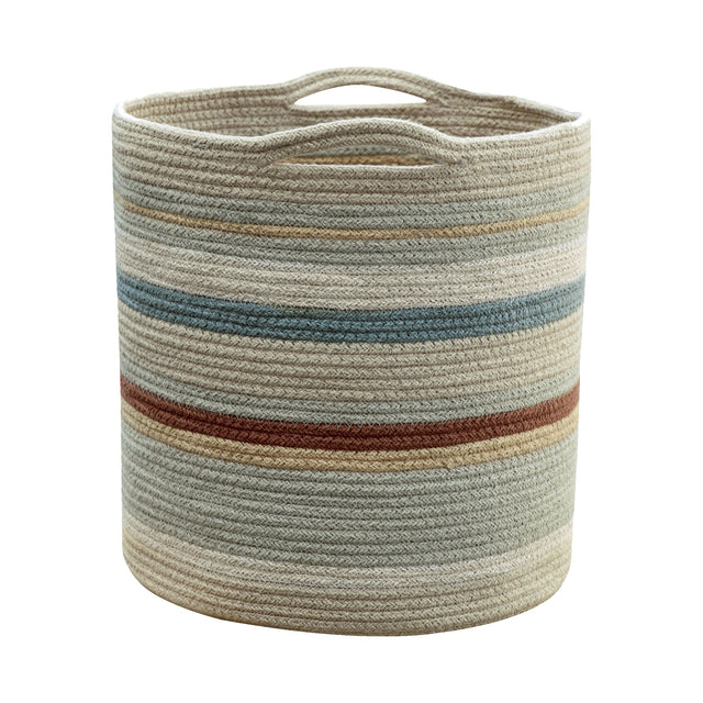 Multicolor Handwoven Cotton Triplet Storage Basket with Handles