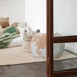 Handmade Cotton Twin Storage Basket with Handles, Reversible Stripes