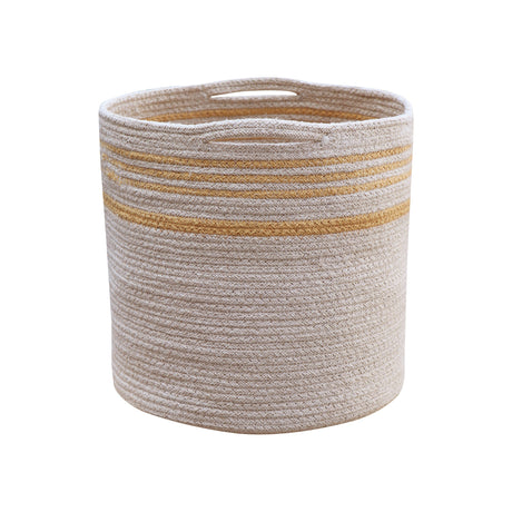 Handmade Cotton Twin Storage Basket with Handles, Reversible Stripes