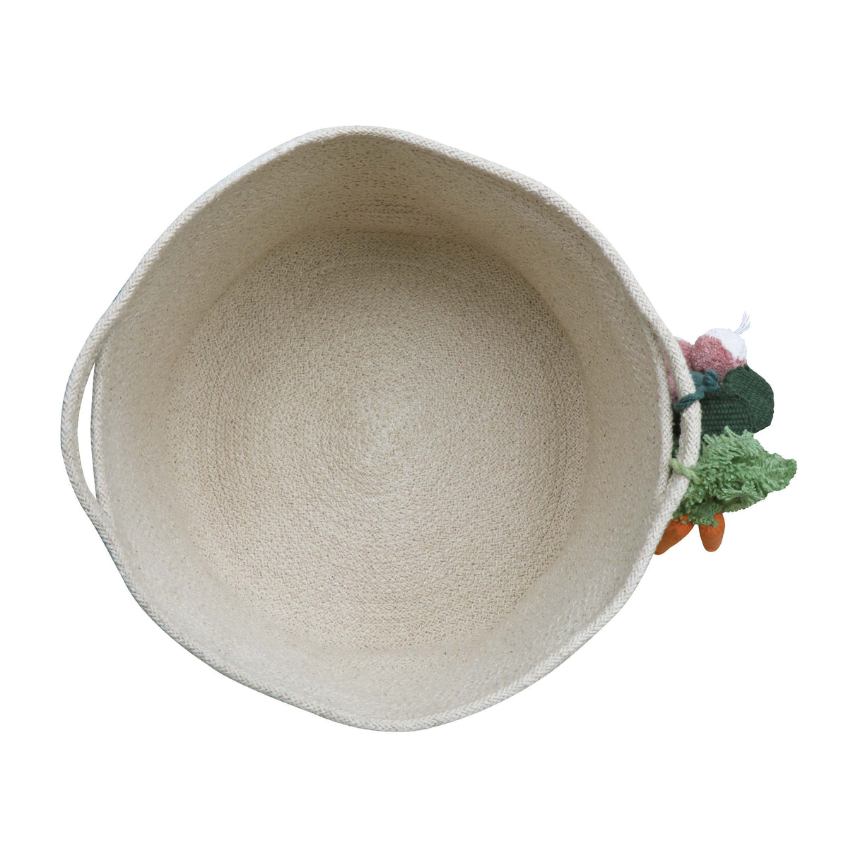 Hand-Braided Cotton Veggies Storage Basket with Playful Stuffed Accents