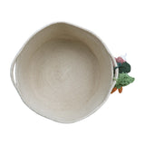 Hand-Braided Cotton Veggies Storage Basket with Playful Stuffed Accents