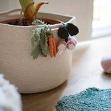 Hand-Braided Cotton Veggies Storage Basket with Playful Stuffed Accents