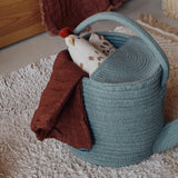 Handmade Cotton Watering Can Basket Toy Storage Bin, Blue