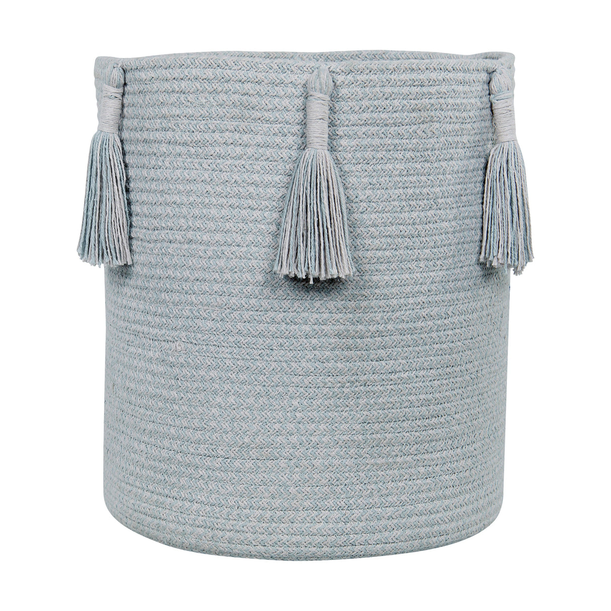 Handmade Cotton Woody Storage Basket with Tassels, Eco-Friendly Organizer