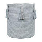 Handmade Cotton Woody Storage Basket with Tassels, Eco-Friendly Organizer