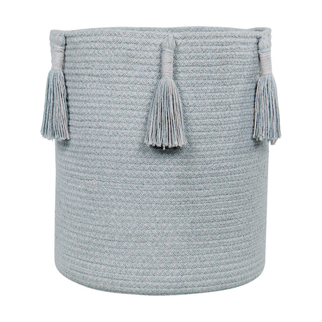 Handmade Cotton Woody Storage Basket with Tassels, Eco-Friendly Organizer