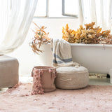 Handmade Cotton Woody Storage Basket with Tassels, Eco-Friendly Organizer