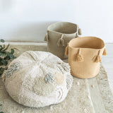 Handmade Cotton Woody Storage Basket with Tassels, Eco-Friendly Organizer