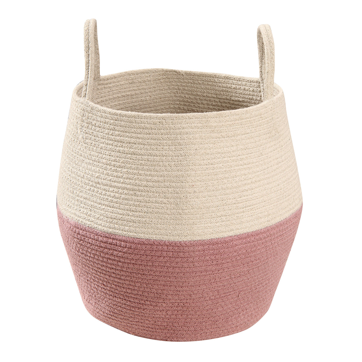 Handmade Cotton Zoco Storage Basket with Handles, Natural Colors