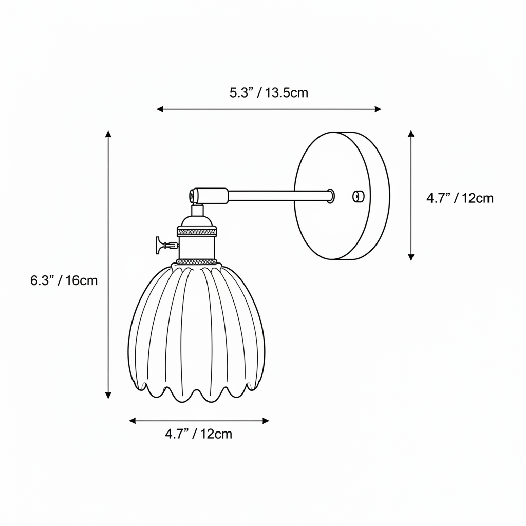 Lotus Glass Wall Sconce Adjustable Brass Arm Five Colours