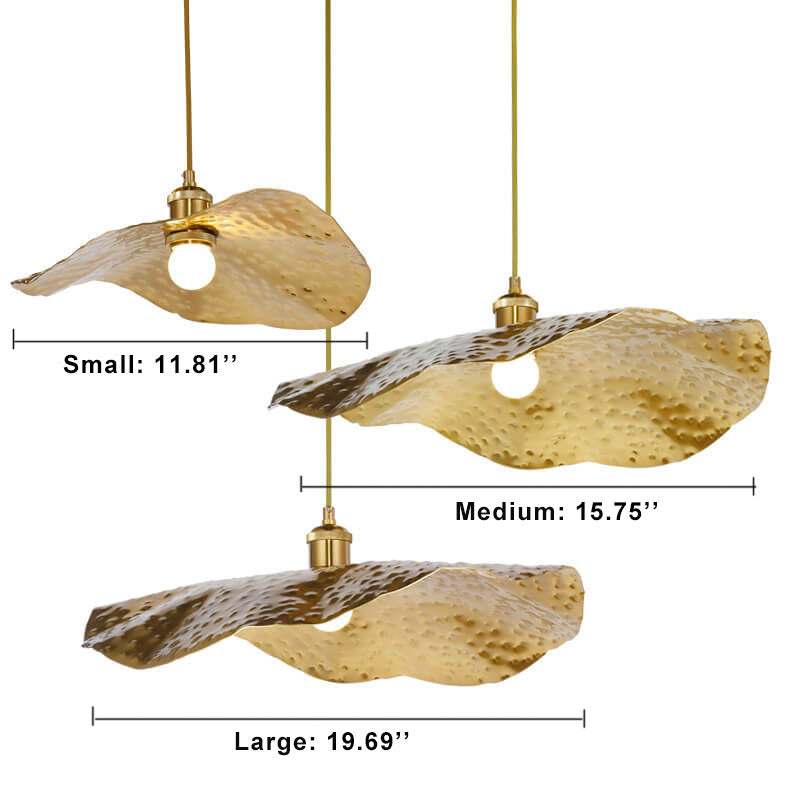 Size chart comparing small 11.81 inch, medium 15.75 inch and large 19.69 inch shades