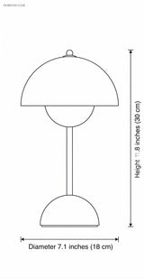Dimension diagram: chrome table lamp, height 11.8 inches, diameter 7.1 inches