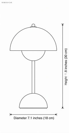Dimension diagram: chrome table lamp, height 11.8 inches, diameter 7.1 inches