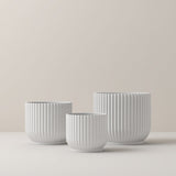 Lyngby Porcelain White Handmade Flowerpot Planter, Bauhaus-Inspired Design