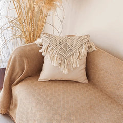 Macrame Pillow Cover - Boho Chic Decor with Fringe for Home Aesthetic - Boho Pillow Cover - Hurbane Home