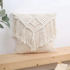 Macrame Pillow Cover - Boho Chic Decor with Fringe for Home Aesthetic - Boho Pillow Cover - Hurbane Home