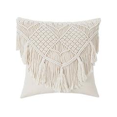 Macrame Pillow Cover - Boho Chic Decor with Fringe for Home Aesthetic - Boho Pillow Cover - Hurbane Home
