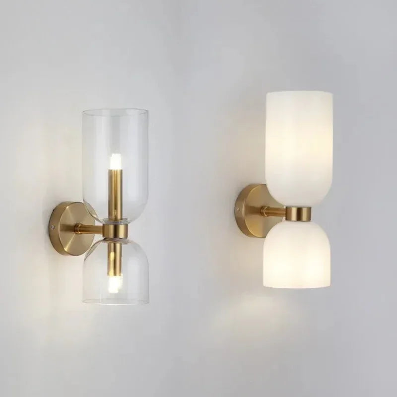 Elenorra Bello Wall Lamp Double Glass Shades, 5.5in x 13.8in