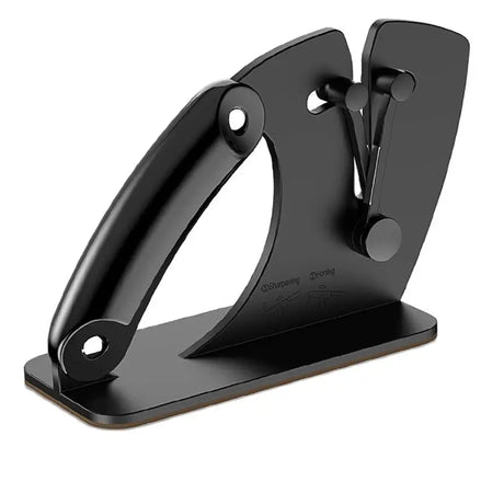 Manual knife sharpener with three guided sharpening slots