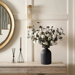 Matte Black Vase – Metal Decorative Cylinder Flower Vase for Home - Hurbane Home