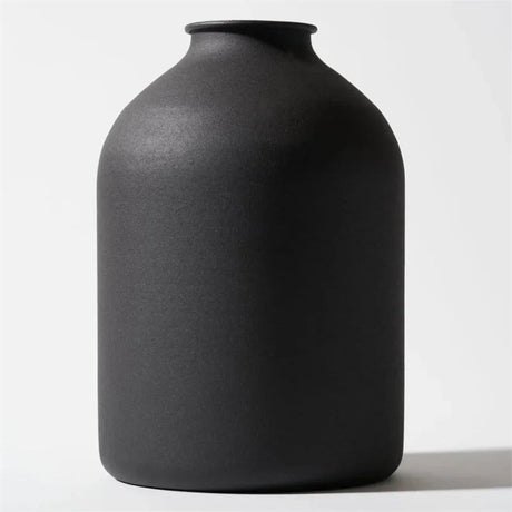 Matte Black Vase – Metal Decorative Cylinder Flower Vase for Home - Hurbane Home