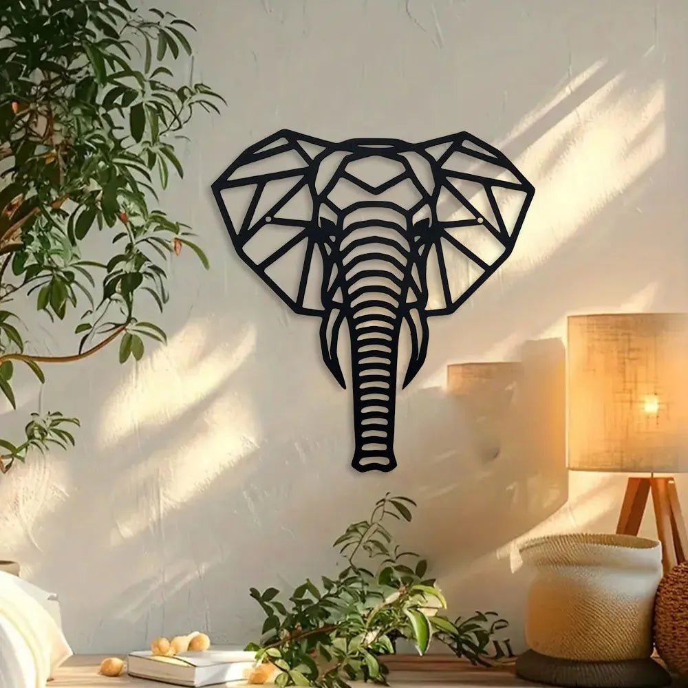 Metal Elephant Wall Decor - Black Metal Art for Home Interior Beauty - black metal wall art - Hurbane Home