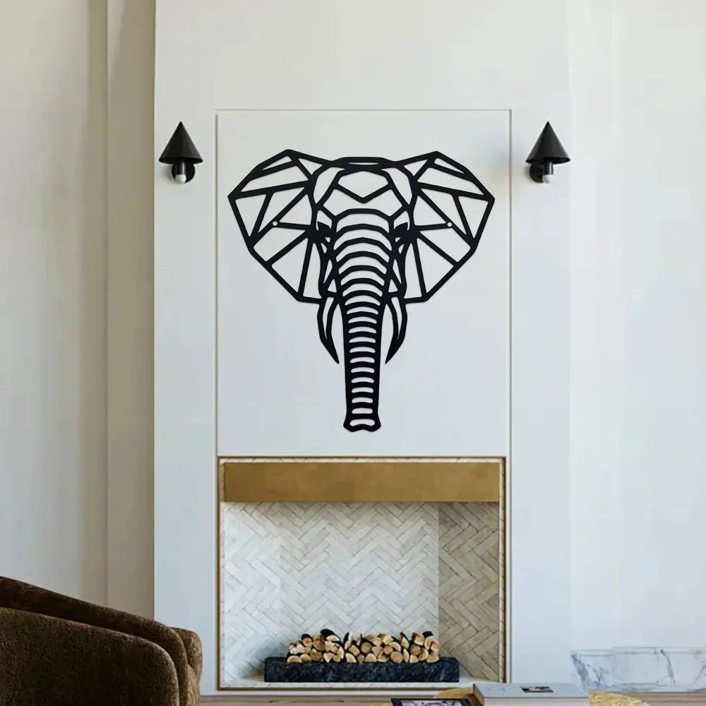 Metal Elephant Wall Decor - Black Metal Art for Home Interior Beauty - black metal wall art - Hurbane Home