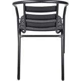 Metal Indoor Outdoor Stackable Chair - Durable Slat Design for Patio Seating - Metal Balcony Chairs - Hurbane Home
