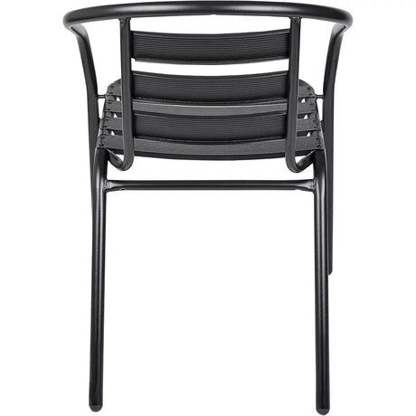 Metal Indoor Outdoor Stackable Chair - Durable Slat Design for Patio Seating - Metal Balcony Chairs - Hurbane Home