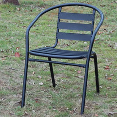 Metal Indoor Outdoor Stackable Chair - Durable Slat Design for Patio Seating - Metal Balcony Chairs - Hurbane Home