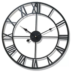 Metal Rustic Roman Numeral Silent Wall Clock - Hurbane Home