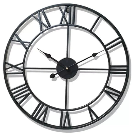 Metal Rustic Roman Numeral Silent Wall Clock - Hurbane Home