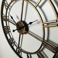 Metal Rustic Roman Numeral Silent Wall Clock - Hurbane Home