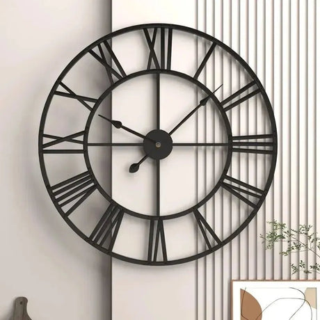 Metal Rustic Roman Numeral Silent Wall Clock - Hurbane Home