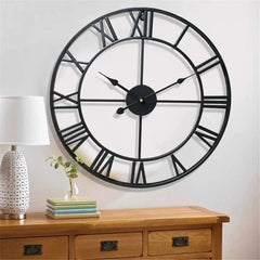 Metal Rustic Roman Numeral Silent Wall Clock - Hurbane Home