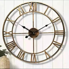 Metal Rustic Roman Numeral Silent Wall Clock - Hurbane Home