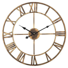 Metal Rustic Roman Numeral Silent Wall Clock - Hurbane Home