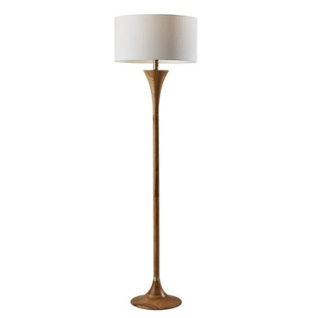 Adesso Rebecca Rubberwood Floor Lamp with Brass Accent Shade