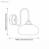 Dimensions diagram showing wall sconce 13.8 inches wide and 9.8 inches high