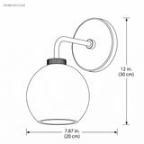 Dimension drawing showing the 12 inch height and 7.87 inch globe diameter