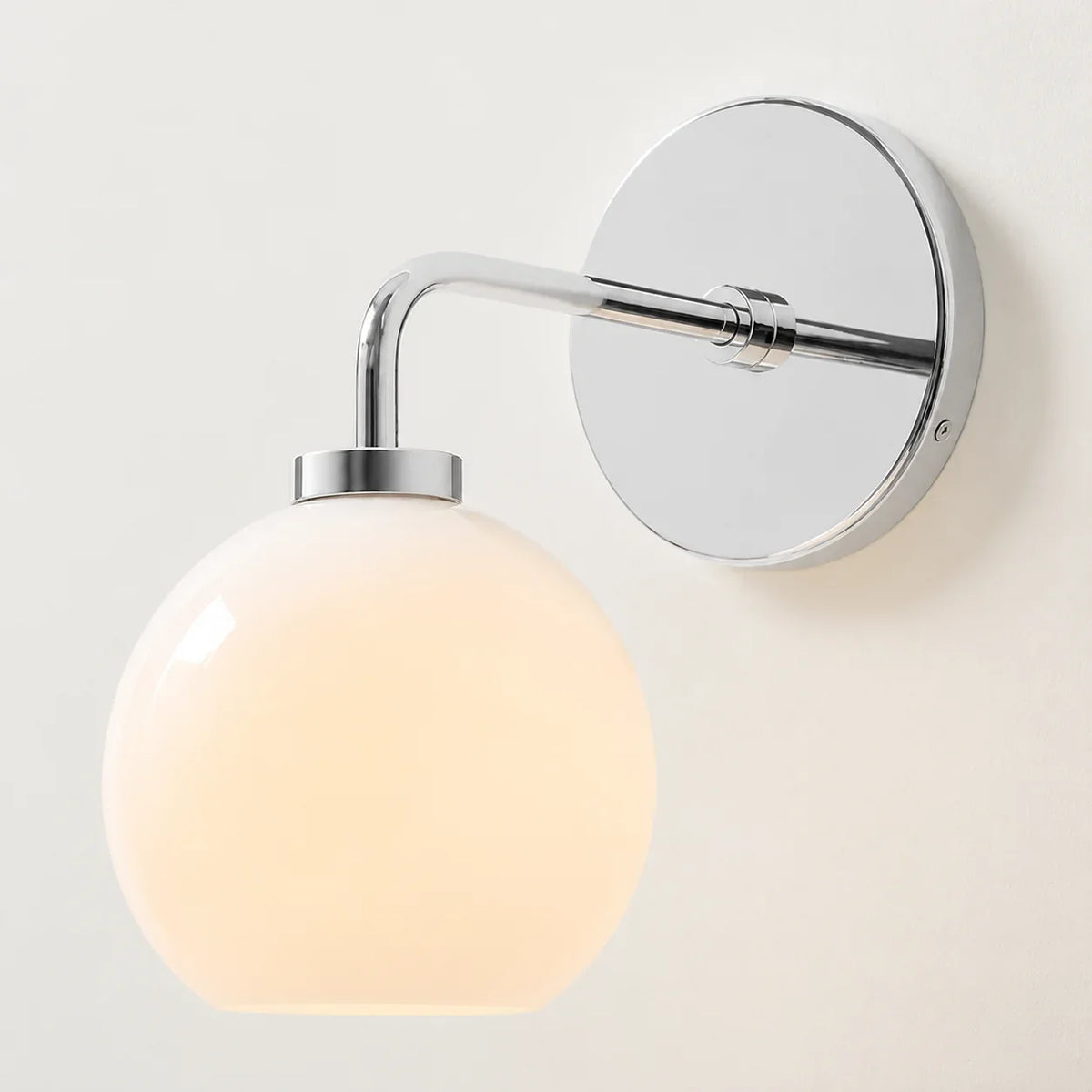 Milk glass globe wall sconce on metal arm supplementary product view 5