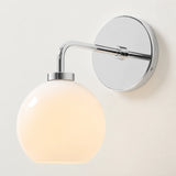 Milk glass globe wall sconce on metal arm supplementary product view 5