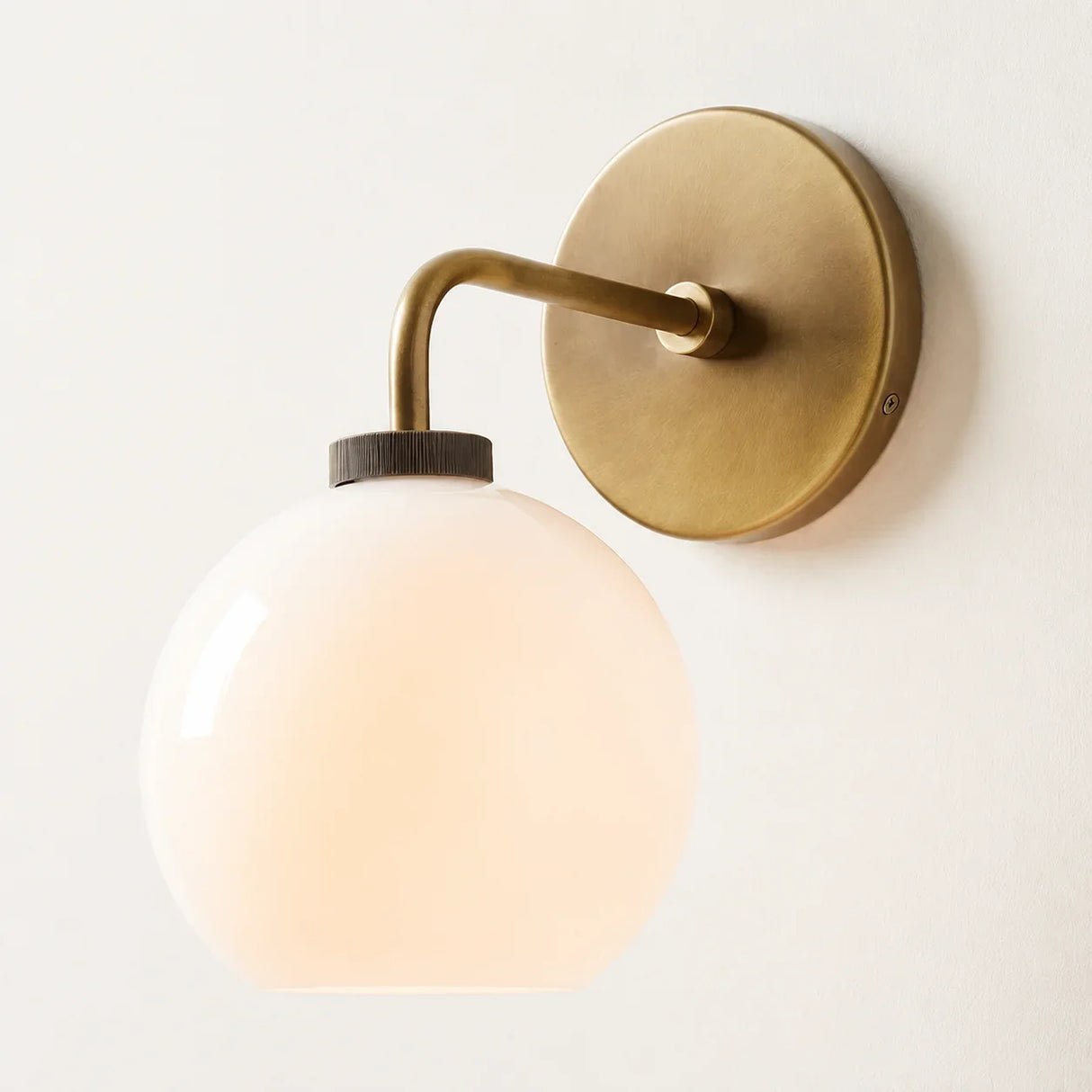 Milk glass globe wall sconce on metal arm additional product view 6