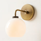 Milk glass globe wall sconce on metal arm additional product view 6