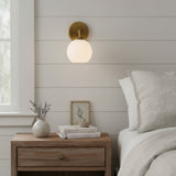 Milk glass globe wall sconce on metal arm supplementary product view 11