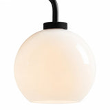 Milk glass globe wall sconce on metal arm further product image 16
