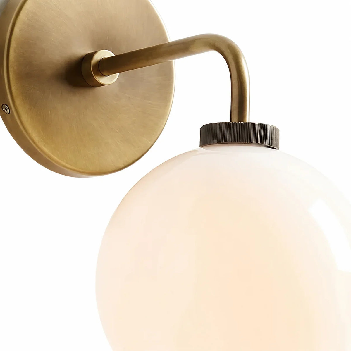 Milk glass globe wall sconce on metal arm supplementary product view 17