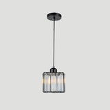 Faceted crystal mini pendant with a black metal frame