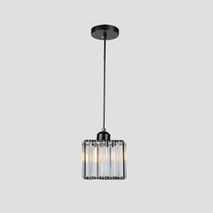 Faceted crystal mini pendant with a black metal frame