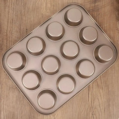 Mini Muffin Pan - 12 Cup Non - Stick Carbon Steel Baking Tray - 12 Cup Muffin Pan - Hurbane Home